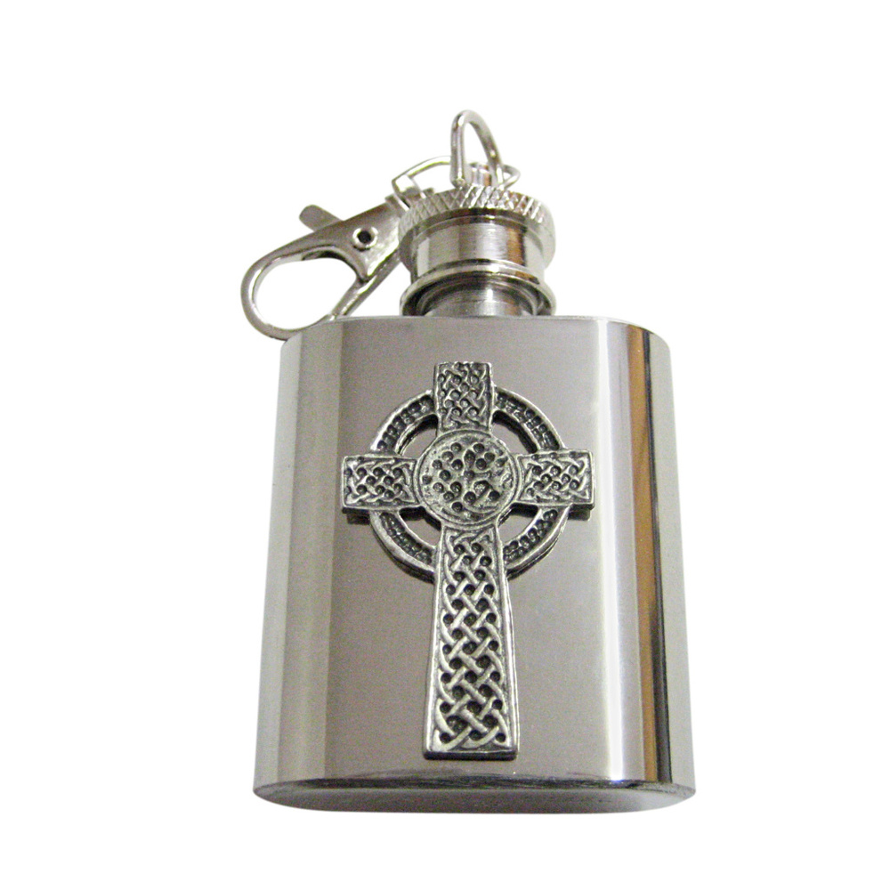 Very Large Celtic Cross Keychain Flask - image 1